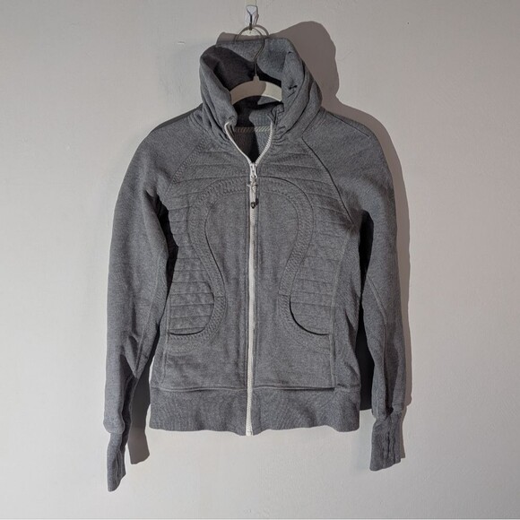 Lululemon Gray Full Zip Gray Scuba Hoodie Jacket Women's Size 6 - Picture 1 of 7